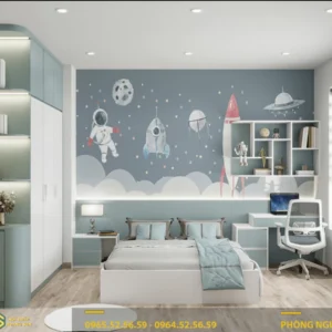 Combo Phòng Ngủ Màu Xanh Dương Pastel Cá Tính