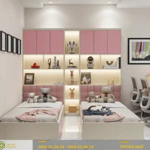Phòng Ngủ Dễ Thương Cho 2 Bé Gái - PNB009