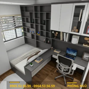 Phòng Ngủ Đa Năng Cho Bé Giường Hướng Cửa Sổ Gam Màu Đơn Giản - PNB007