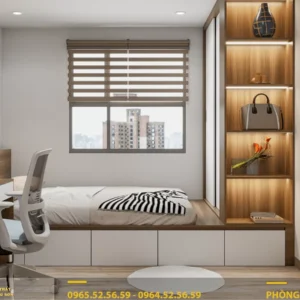 Hệ giường liền tủ quần áo cho phòng ngủ có diện tích nhỏ - PNL010