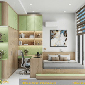 Nội thất phòng ngủ cho vợ chồng đầy đủ tiện nghi, sang trọng