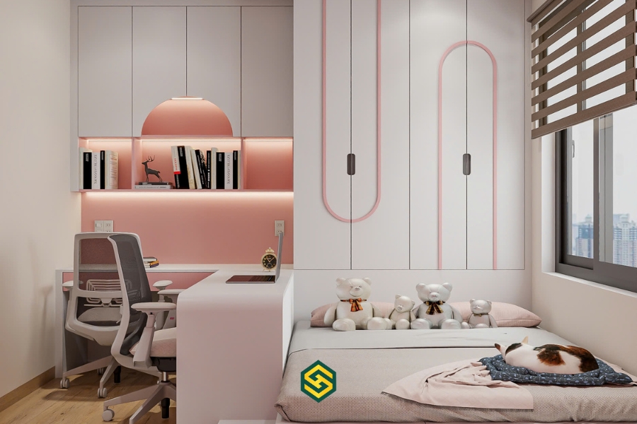 Thiết kế phòng ngủ hồng