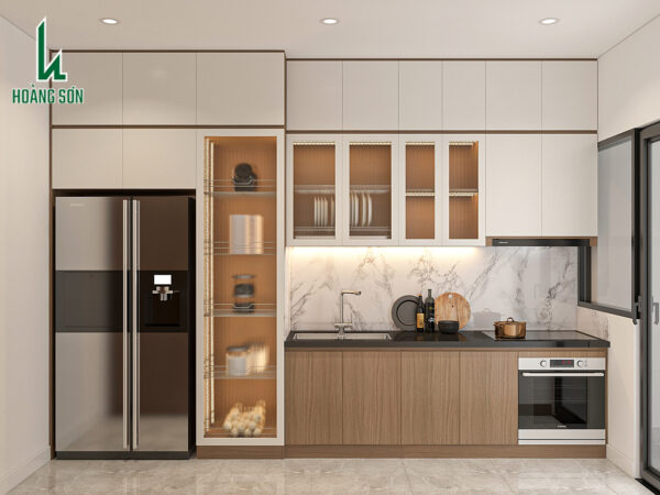 Đầy đủ công năng với mẫu tủ bếp chữ I cho căn hộ chung cư