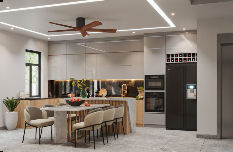 Phòng khách liền kề bếp 