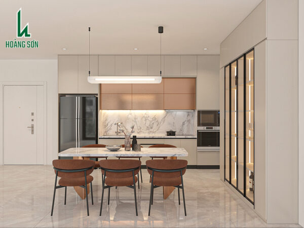 Tủ bếp chữ I căn hộ chung cư hiện đại