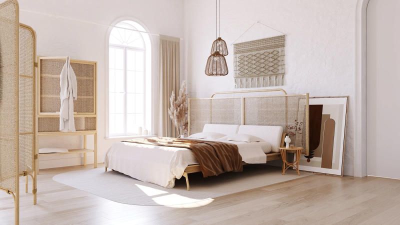 Nội thất phòng ngủ gỗ sáng màu