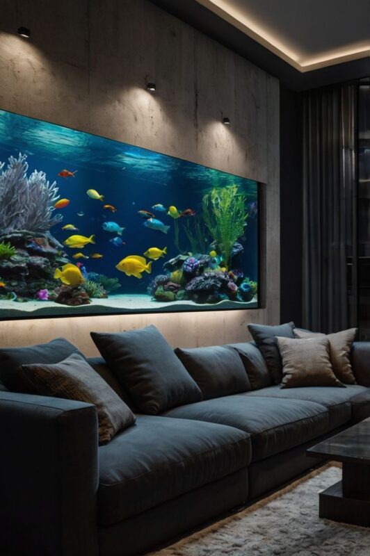 Bể cá âm tường cao cấp trong phòng khách