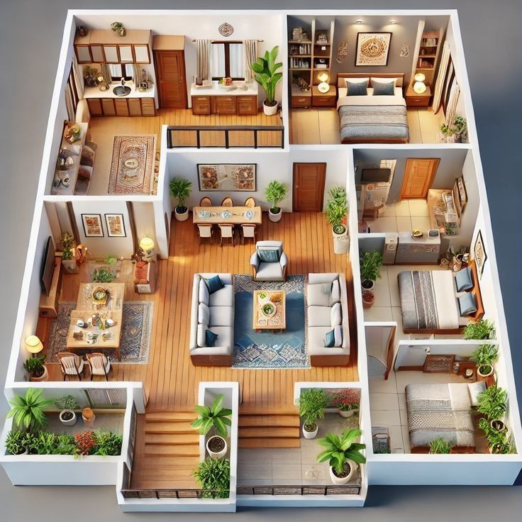 Bản vẽ 3D nội thất cho căn nhà