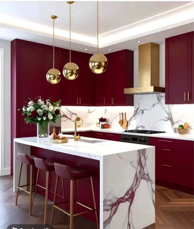 Gam màu xung khắc phong thủy phòng bếp