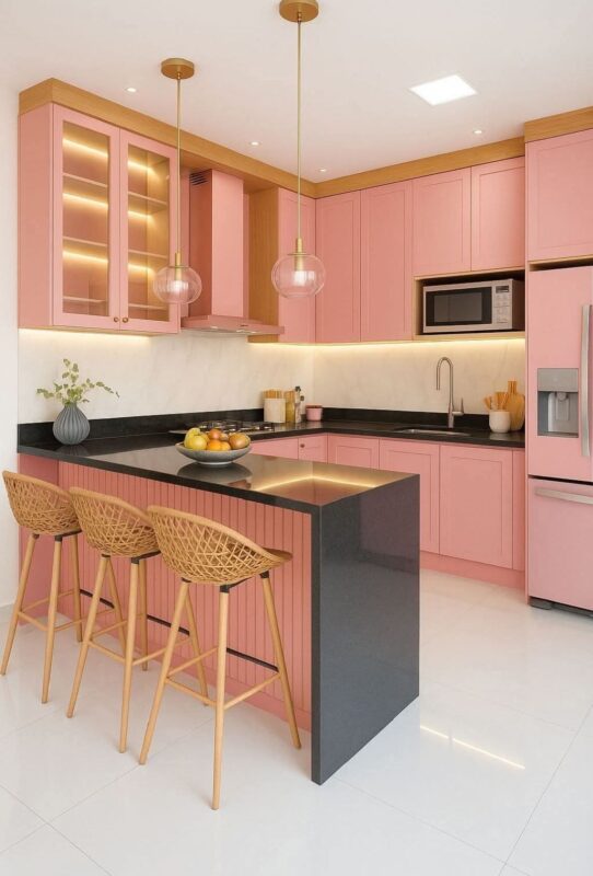 Màu sơn phòng bếp mệnh Hỏa nhẹ nhàng không chói