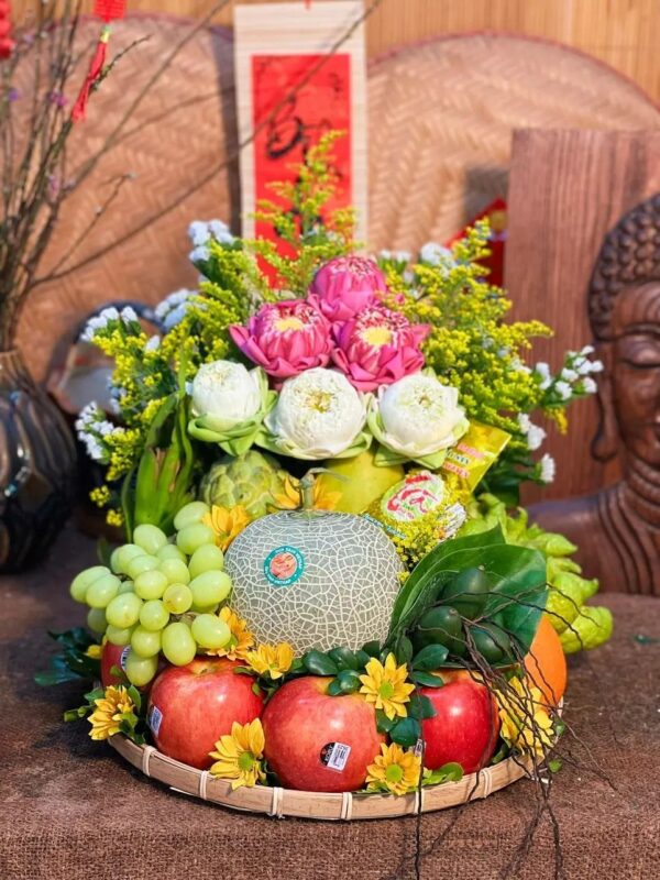 Mâm ngũ quả đẹp giúp không gian Tết thêm trang trọng