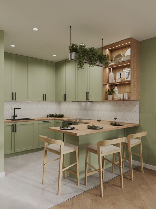 Thiết kế bếp phong thủy mệnh Mộc ấm áp