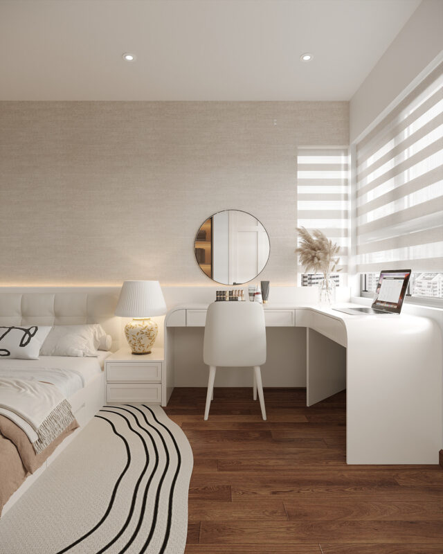 Phòng ngủ 20m² gam màu pastel