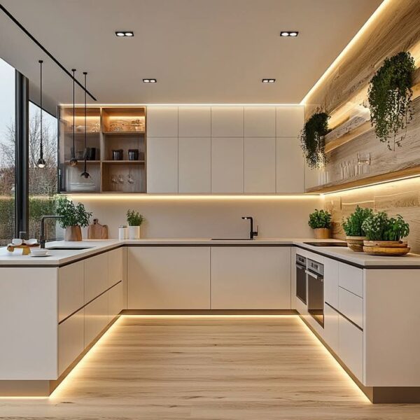 Không gian bếp gọn gàng và ấm cúng