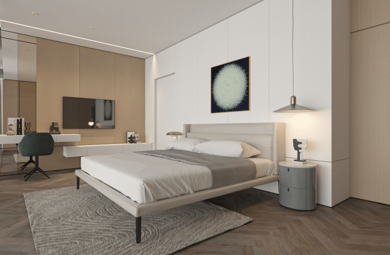 Giường ngủ và tủ bố trí gọn