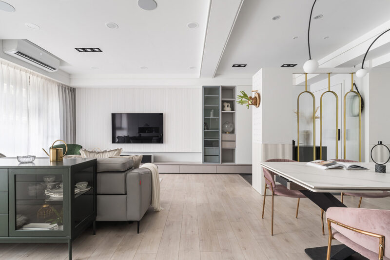 Không gian nội thất tối giản với bố cục gọn gàng