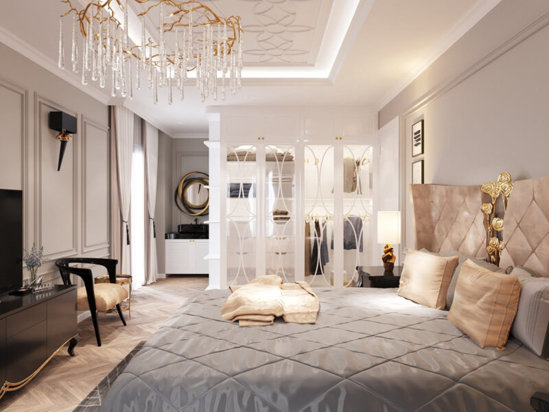 phòng ngủ gam màu kem be nhạt