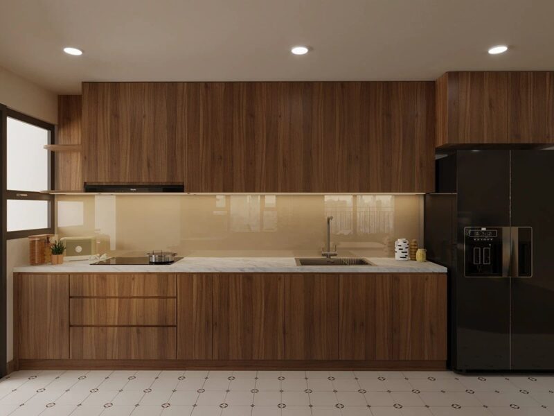 Màu sơn phòng bếp mệnh Thổ ấm cúng tự nhiên