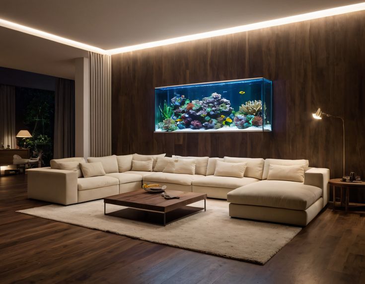 Thiết kế bể cá treo tường hiện đại