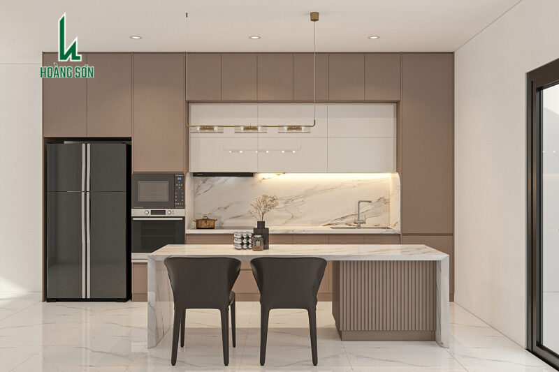 Hệ tủ bếp chung cư hiện đại nhỏ gọn