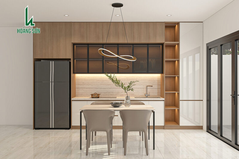 Thiết kế tủ bếp chung cư hiện đại thẳng