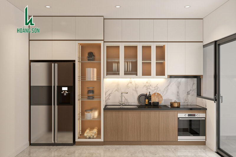Tủ bếp chung cư hiện đại cho căn hộ gọn gàng