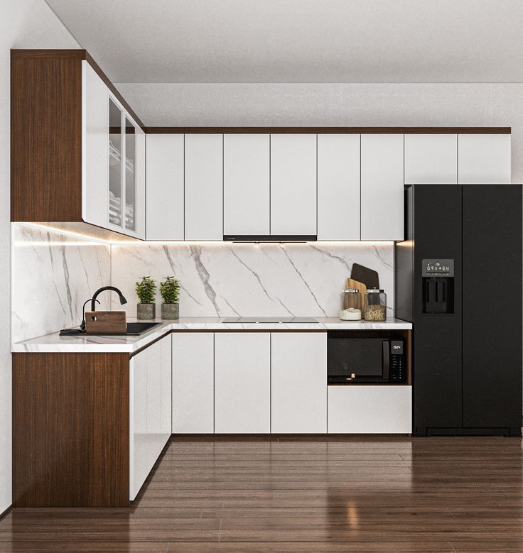 Tủ bếp chung cư hiện đại MDF lõi xanh chống ẩm