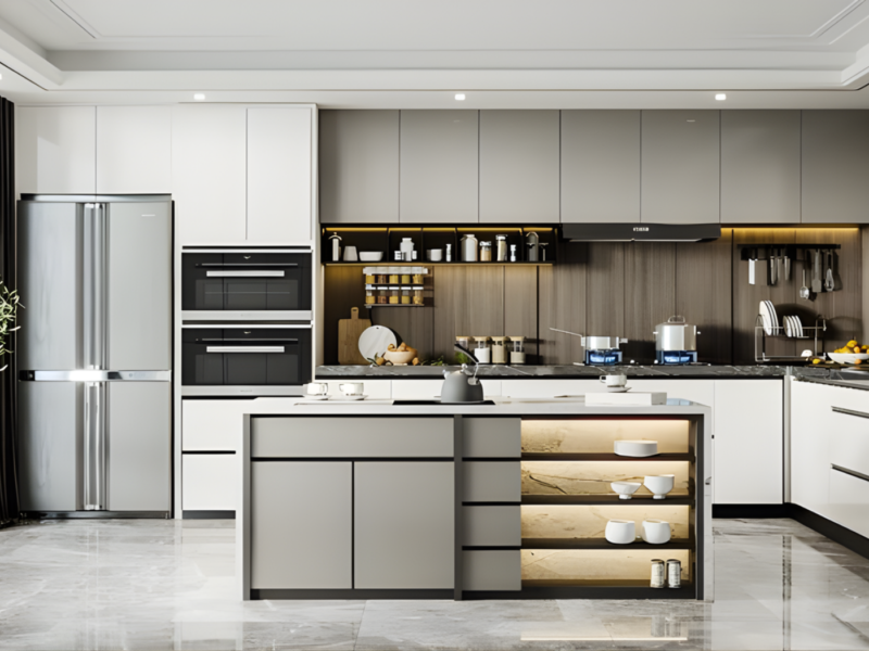 Thiết kế tủ bếp chung cư hiện đại đảo bếp đẹp