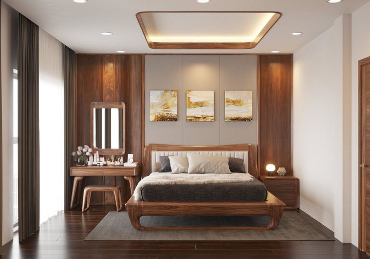 Tổng hợp các mẫu bàn trang điểm gỗ óc chó đẹp nhất Bàn trang điểm gỗ có chó