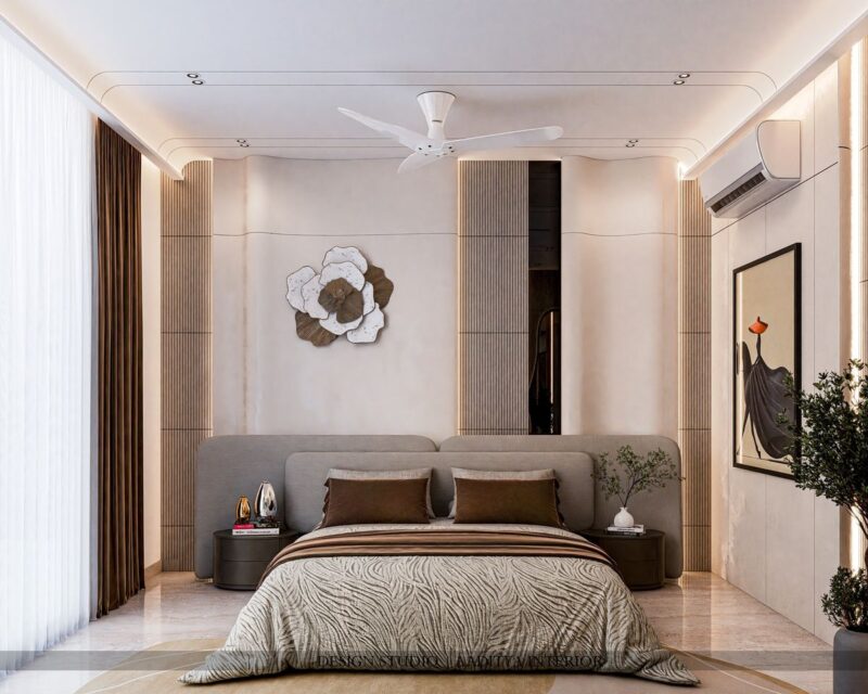 Cách bố trí phòng ngủ 25m2 hiện đại, ấn tượng và đầy đủ công năng Phòng ngủ 25m2