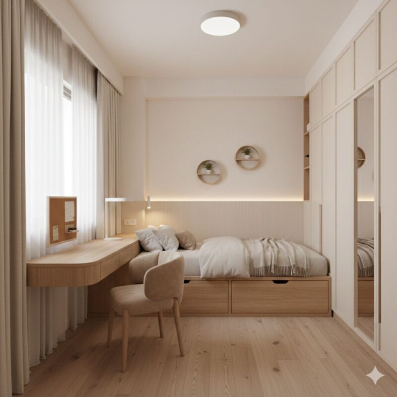 Cách bố trí phòng ngủ nhỏ luôn gọn gàng, thông minh đầy đủ công năng Bố trí phòng ngủ nhỏ