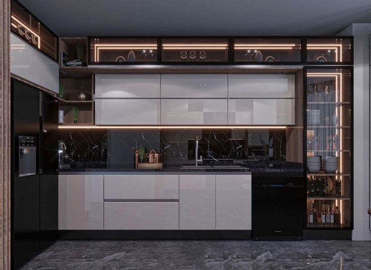 Tủ bếp nhôm kính 