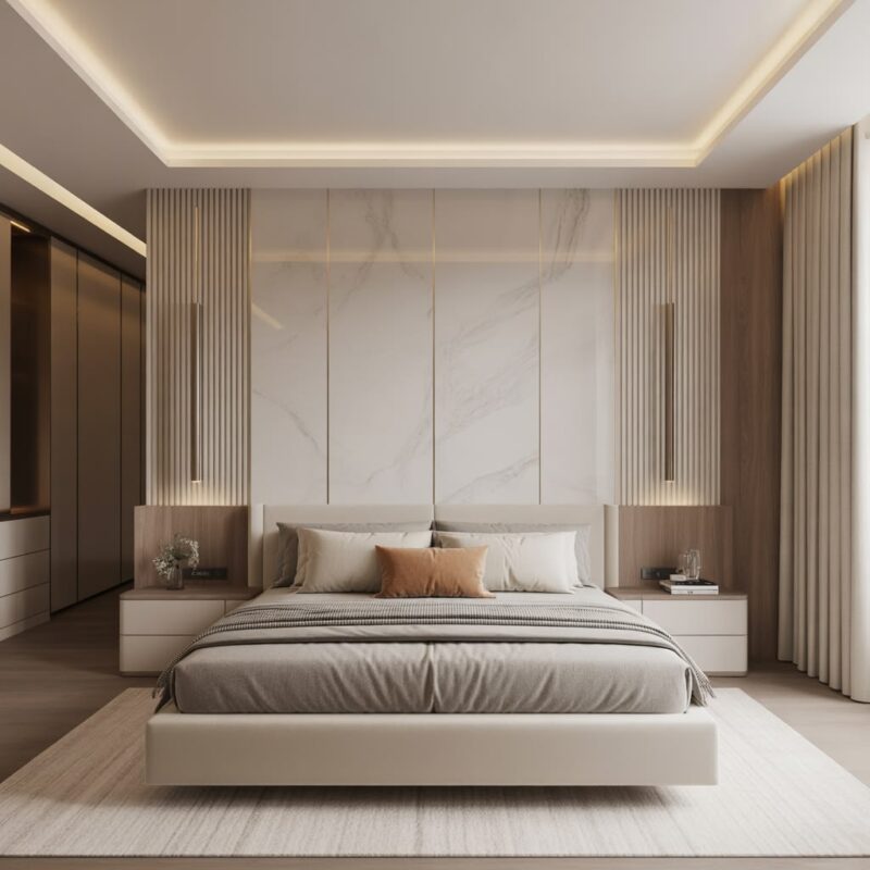 Cách bố trí phòng ngủ 25m2 hiện đại, ấn tượng và đầy đủ công năng Phòng ngủ 25m2