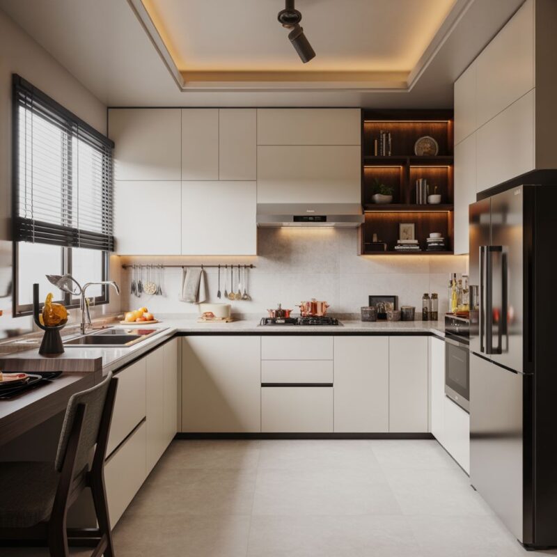 Tủ bếp nhôm kính 