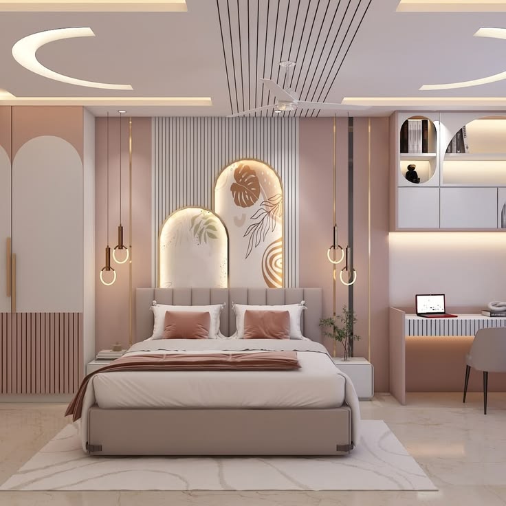 Cách trang trí phòng ngủ màu hồng đẹp, hiện đại Phòng ngủ màu hồng T