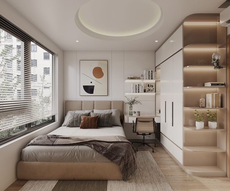 Cách bố trí phòng ngủ 6m2 hợp lý, công năng Phòng ngủ 6m2