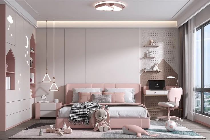 Cách trang trí phòng ngủ màu hồng đẹp, hiện đại Phòng ngủ màu hồng