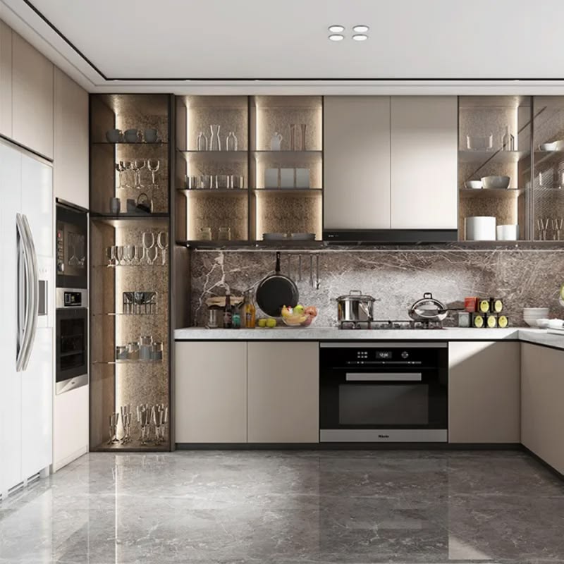 Tủ bếp nhôm kính 