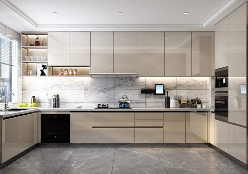 Tủ bếp nhôm kính 