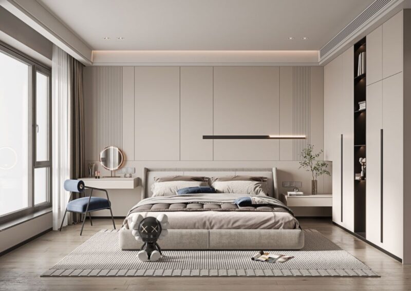 Cách bố trí phòng ngủ 12m2 hiện đại và đầy đủ công năng Phòng ngủ 12m2