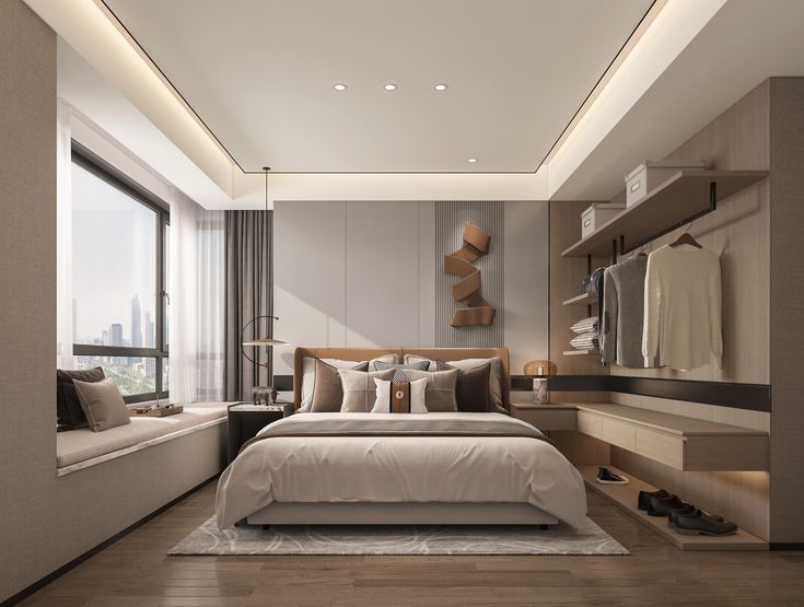 Cách bố trí phòng ngủ 25m2 hiện đại, ấn tượng và đầy đủ công năng Phòng ngủ 25m2