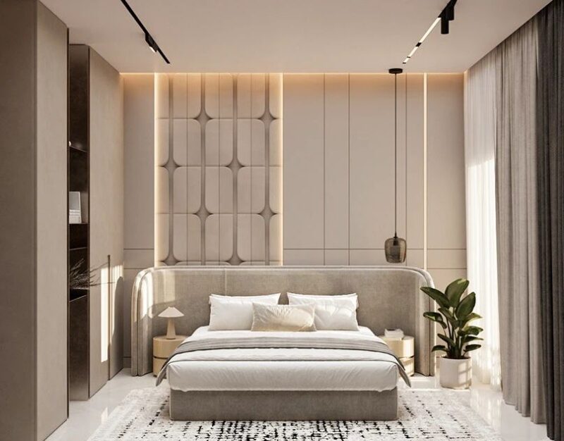 Cách bố trí phòng ngủ 25m2 hiện đại, ấn tượng và đầy đủ công năng Phòng ngủ 25m2