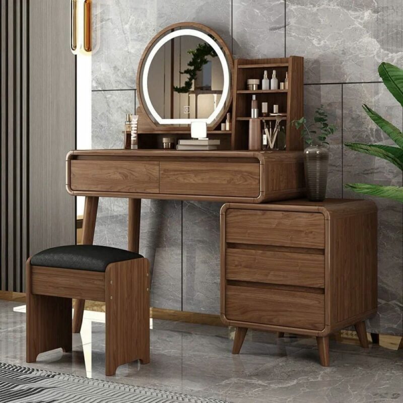 Tổng hợp các mẫu bàn trang điểm gỗ óc chó đẹp nhất Bàn trang điểm gỗ óc chó