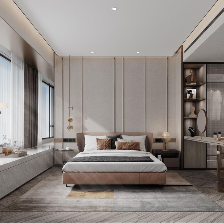 Cách bố trí phòng ngủ 25m2 hiện đại, ấn tượng và đầy đủ công năng Phòng ngủ 25m2