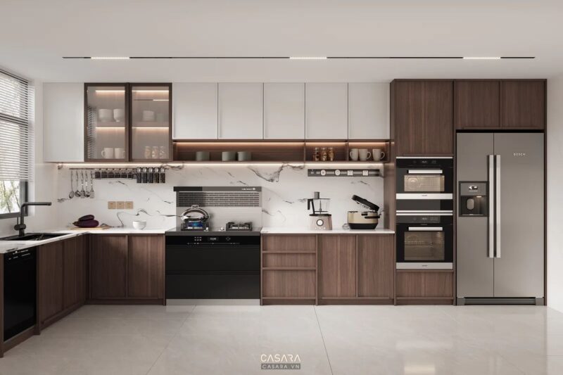 Báo giá tủ bếp gỗ sồi Nga năm 2026 tại HCM Tủ bếp