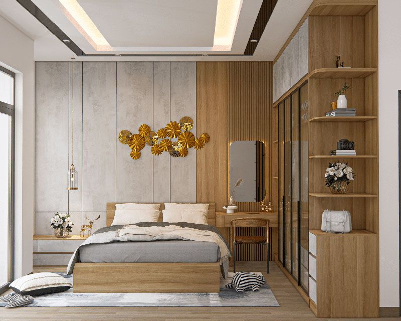 Cách bố trí phòng ngủ 12m2 hiện đại và đầy đủ công năng Phòng ngủ 12m2