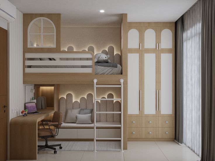 Cách trang trí phòng ngủ giường tầng công năng, hiện đại Phòng ngủ giường tầng