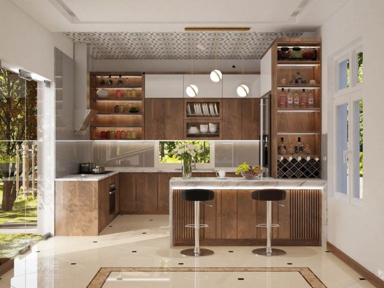 Tổng hợp các mẫu tủ bếp gỗ đẹp đầy đủ công năng Tủ bếp gỗ