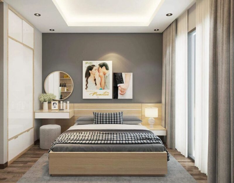 Cách bố trí phòng ngủ 12m2 hiện đại và đầy đủ công năng Phòng ngủ 12m2