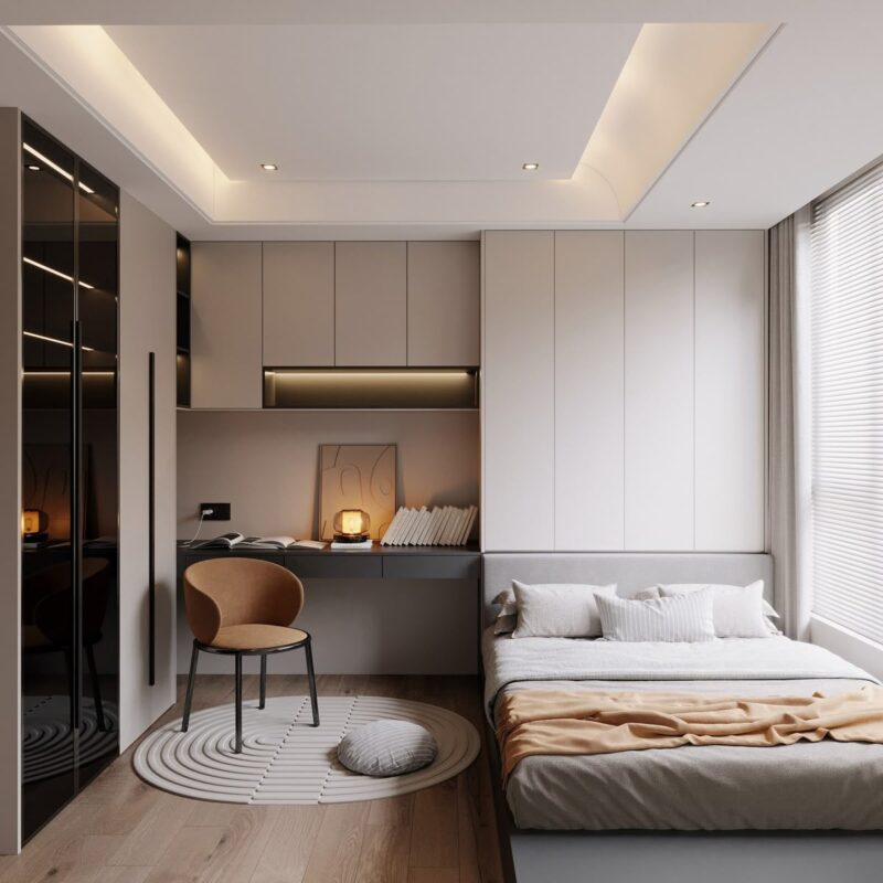 Cách bố trí phòng ngủ nhỏ 5m2 đầy đủ công năng Phòng ngủ 5m2